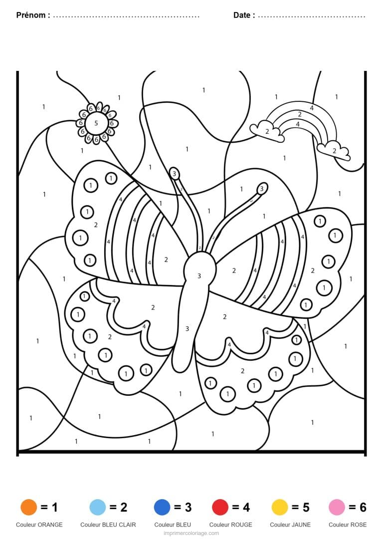 coloriage magique animaux papillon, dessin gratuit &agrave; imprimer
