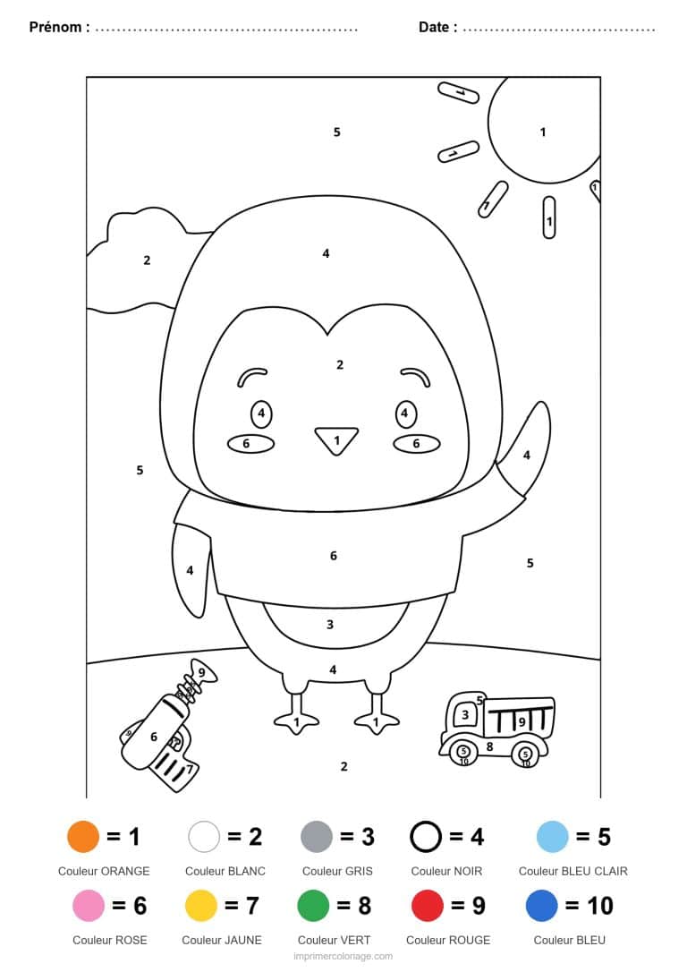 coloriage magique animaux pingouin, dessin gratuit &agrave; imprimer