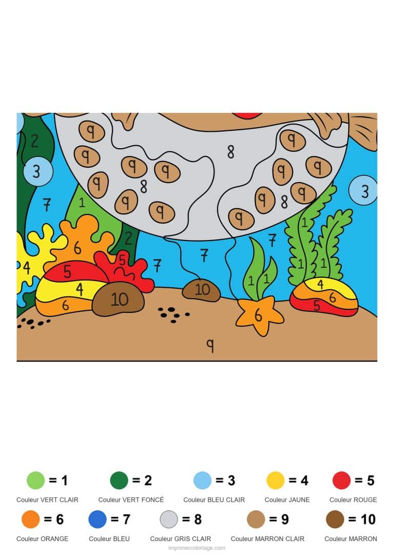 coloriage magique animaux poisson globe modele, dessin gratuit &agrave; imprimer