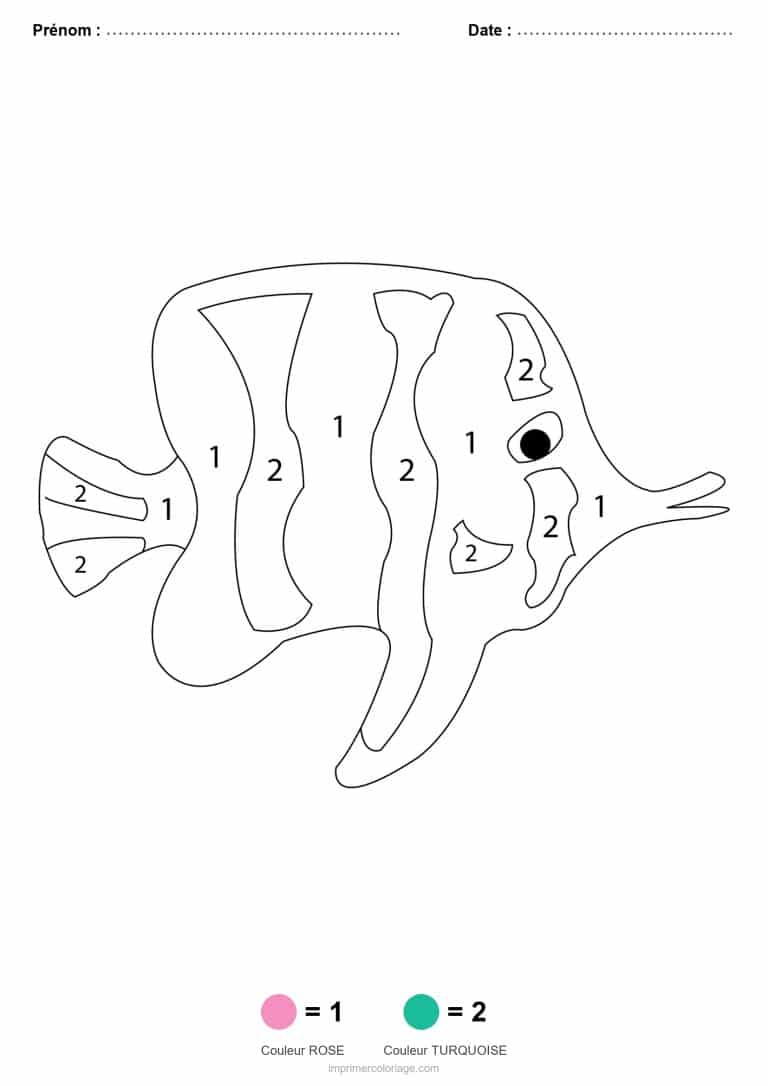 coloriage magique animaux poisson papillon 2, dessin gratuit &agrave; imprimer