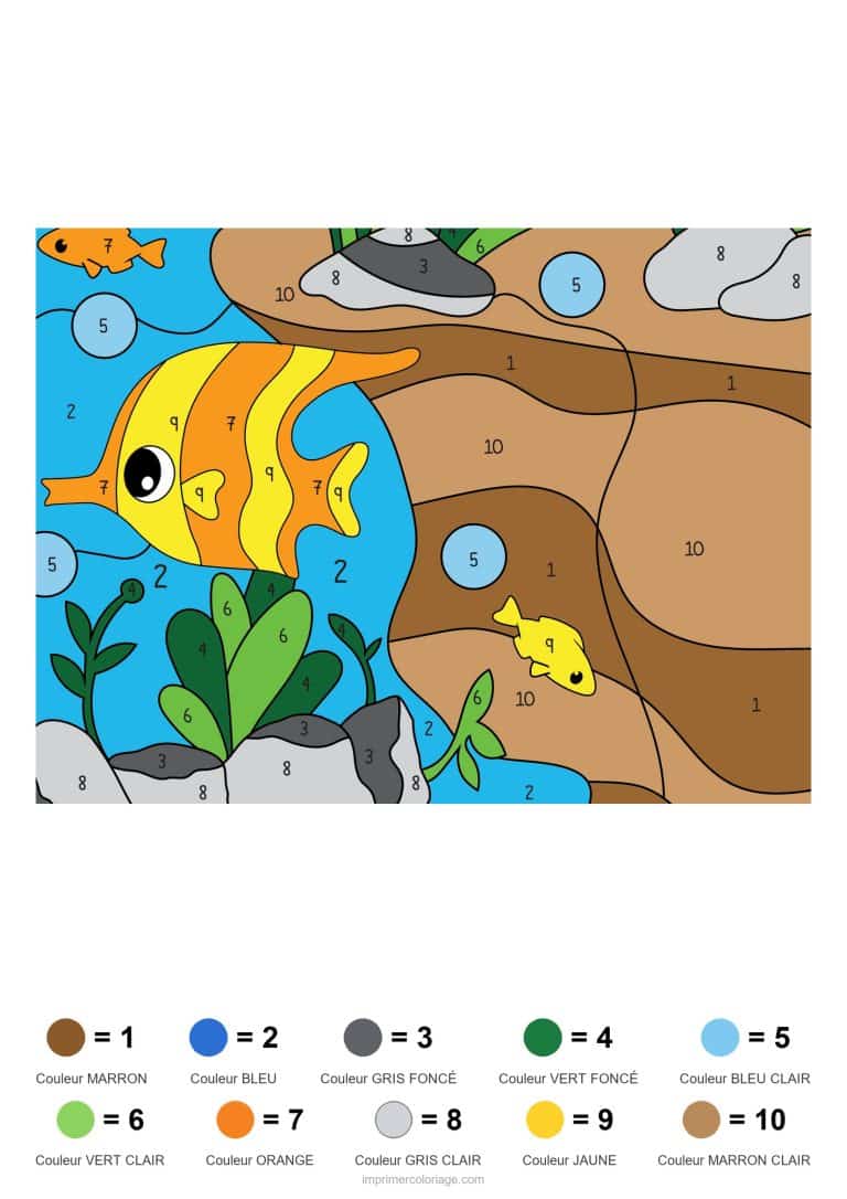 coloriage magique animaux poisson papillon modele, dessin gratuit &agrave; imprimer