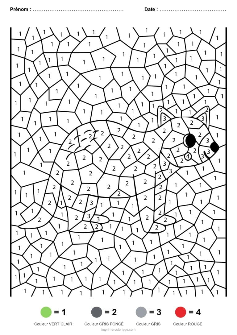 coloriage magique animaux raton laveur, dessin gratuit &agrave; imprimer