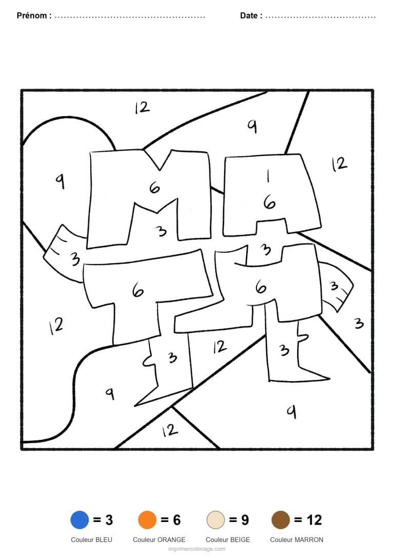 coloriage magique calcul lettres math, dessin gratuit &agrave; imprimer