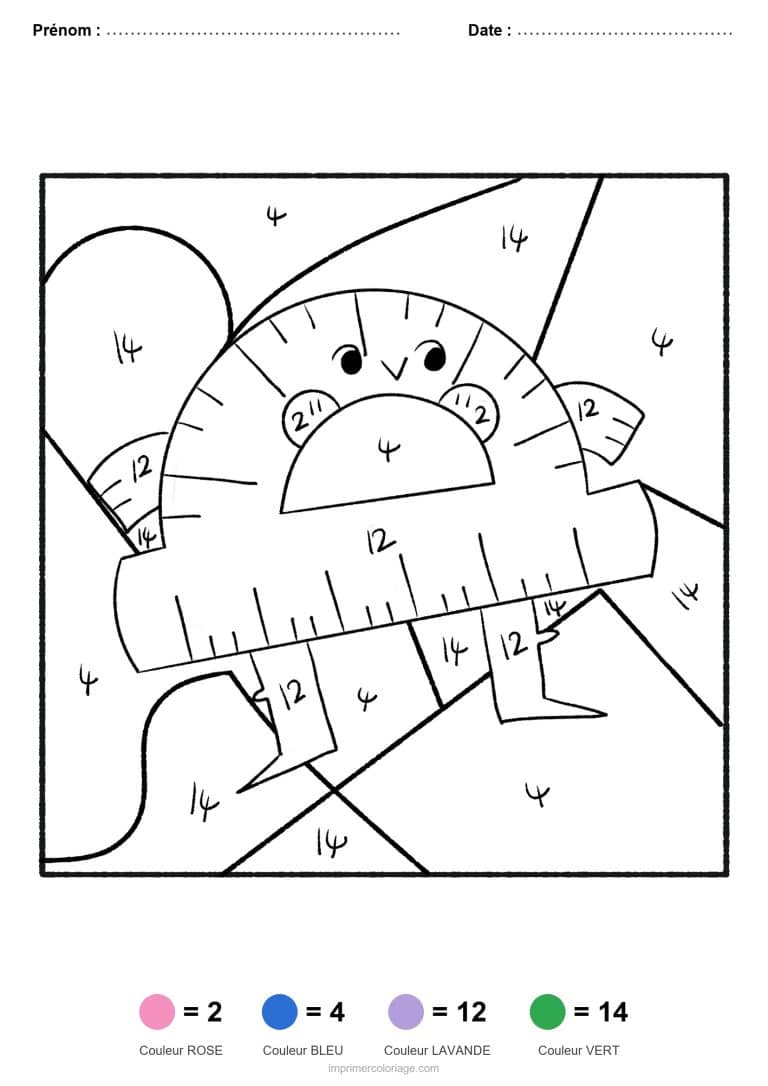coloriage magique calcul rapporteur, dessin gratuit &agrave; imprimer