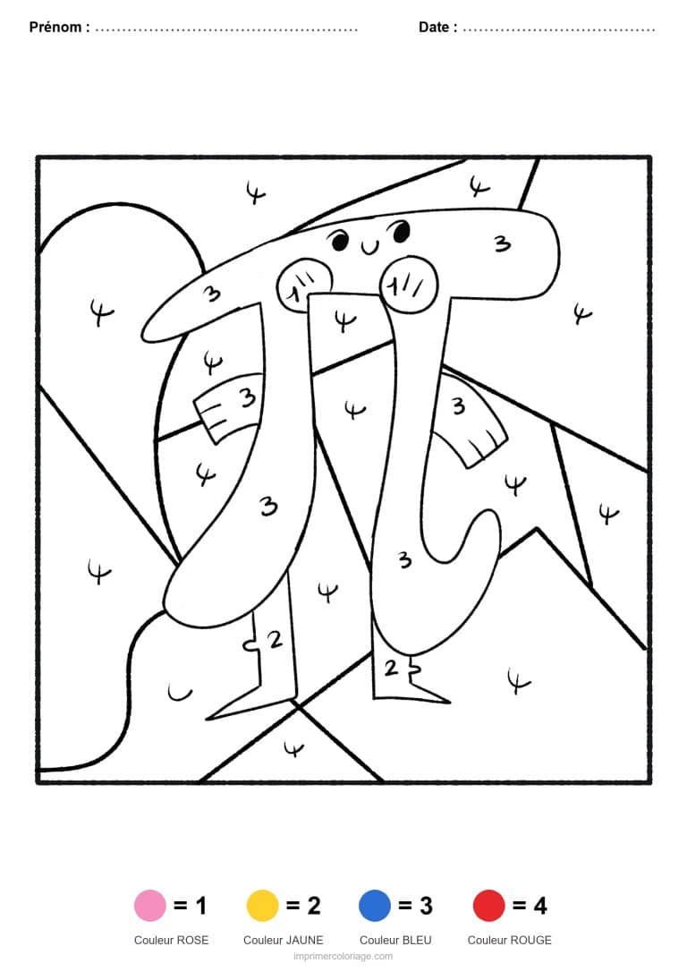 coloriage magique calcul symbole pi, dessin gratuit &agrave; imprimer