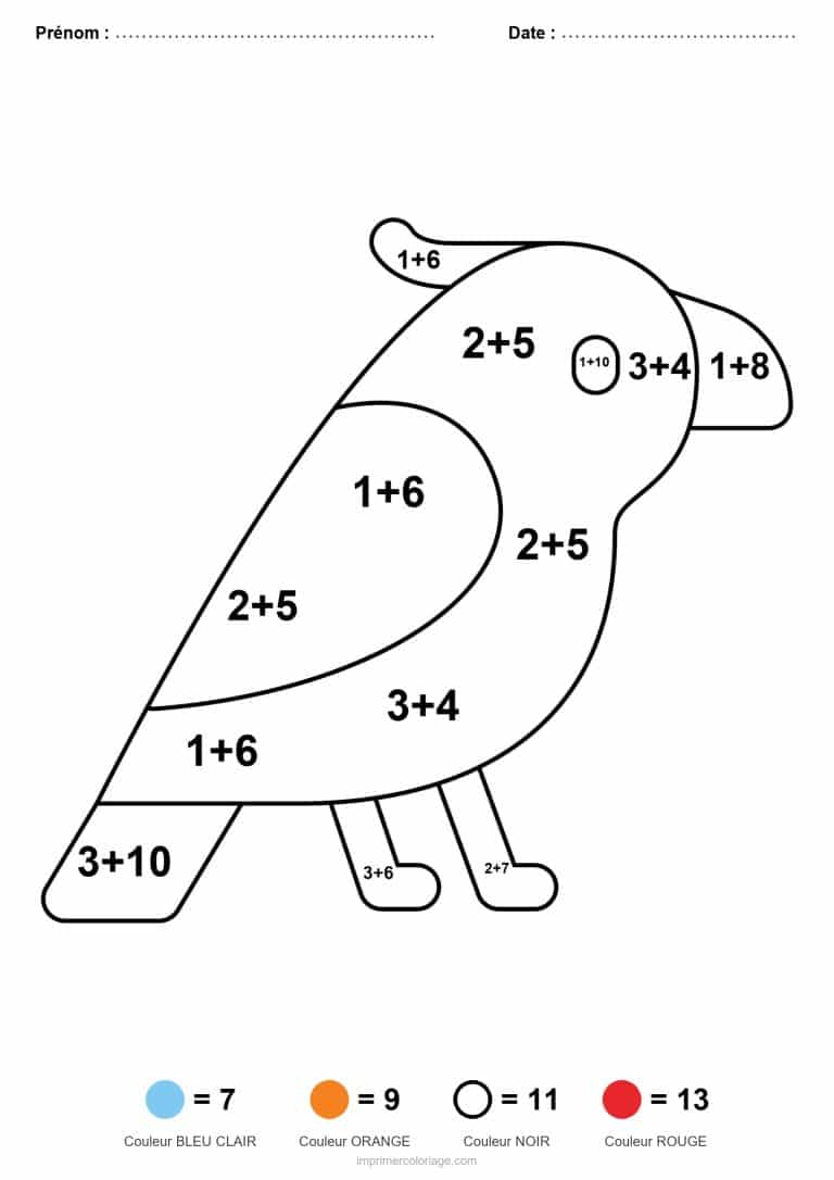 coloriage magique ce2 corbeau addition - dessin gratuit &agrave; imprimer