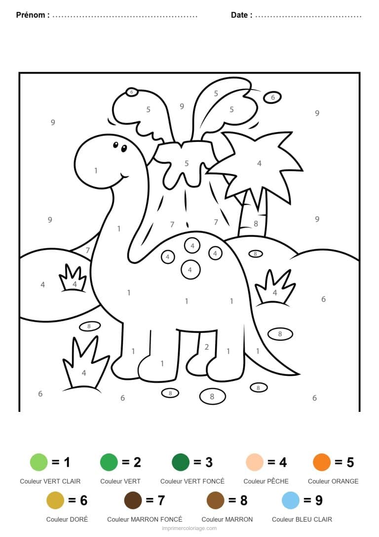 coloriage magique dinosaure brachiosaure, dessin gratuit &agrave; imprimer