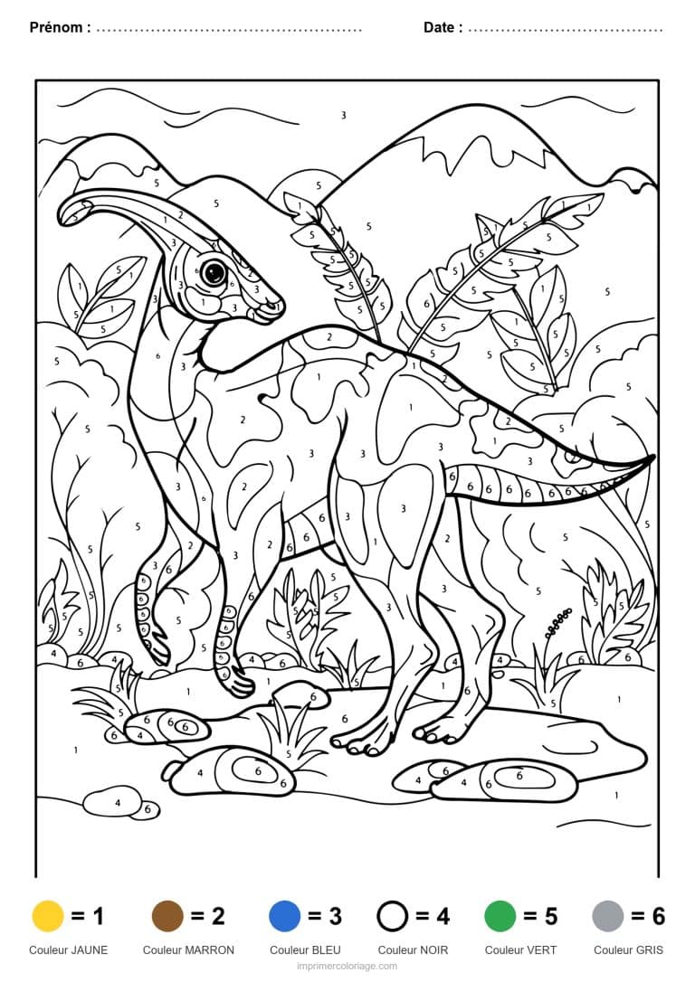 coloriage magique dinosaure deux dinosaures, dessin gratuit &agrave; imprimer