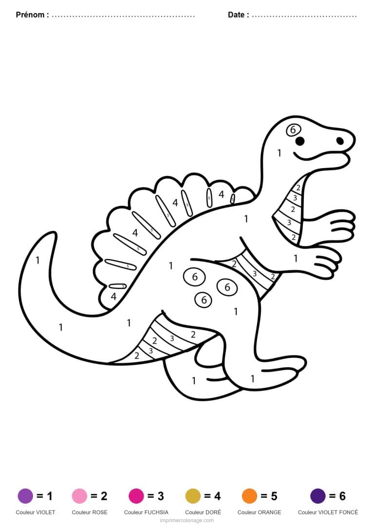 coloriage magique dinosaure dimetrodon, dessin gratuit &agrave; imprimer