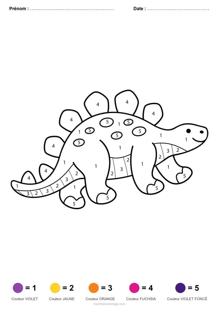 coloriage magique dinosaure dinosaure a plaques, dessin gratuit &agrave; imprimer