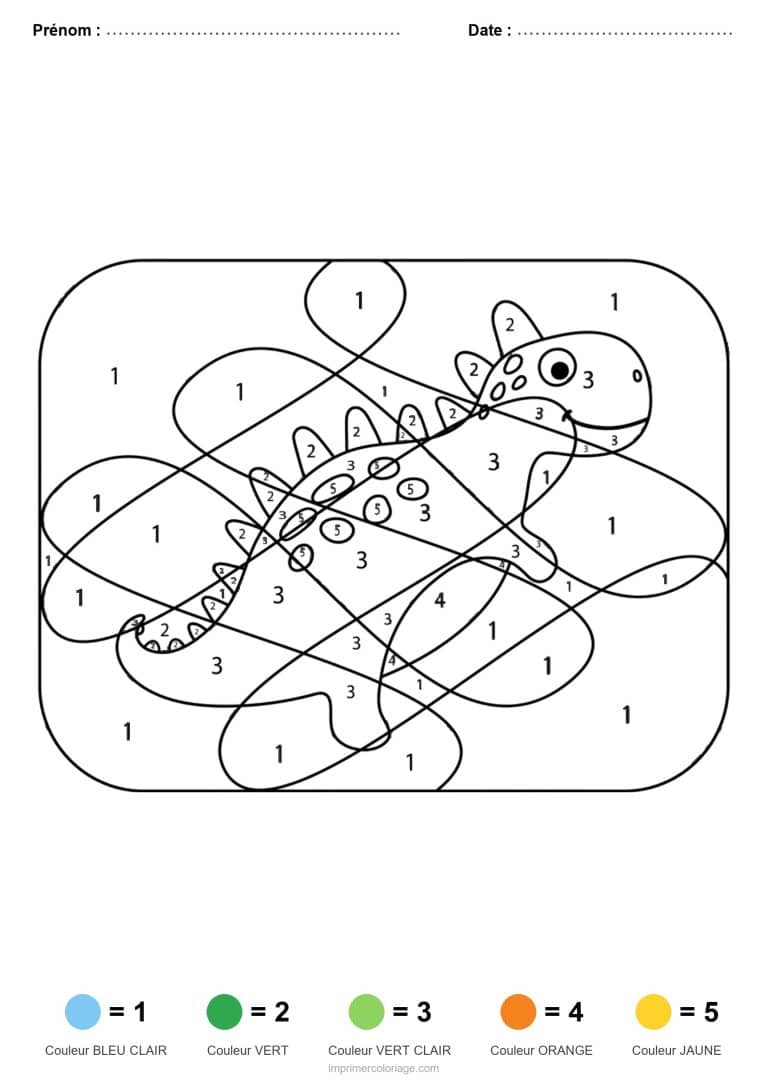 coloriage magique dinosaure dinosaure a pointes, dessin gratuit &agrave; imprimer