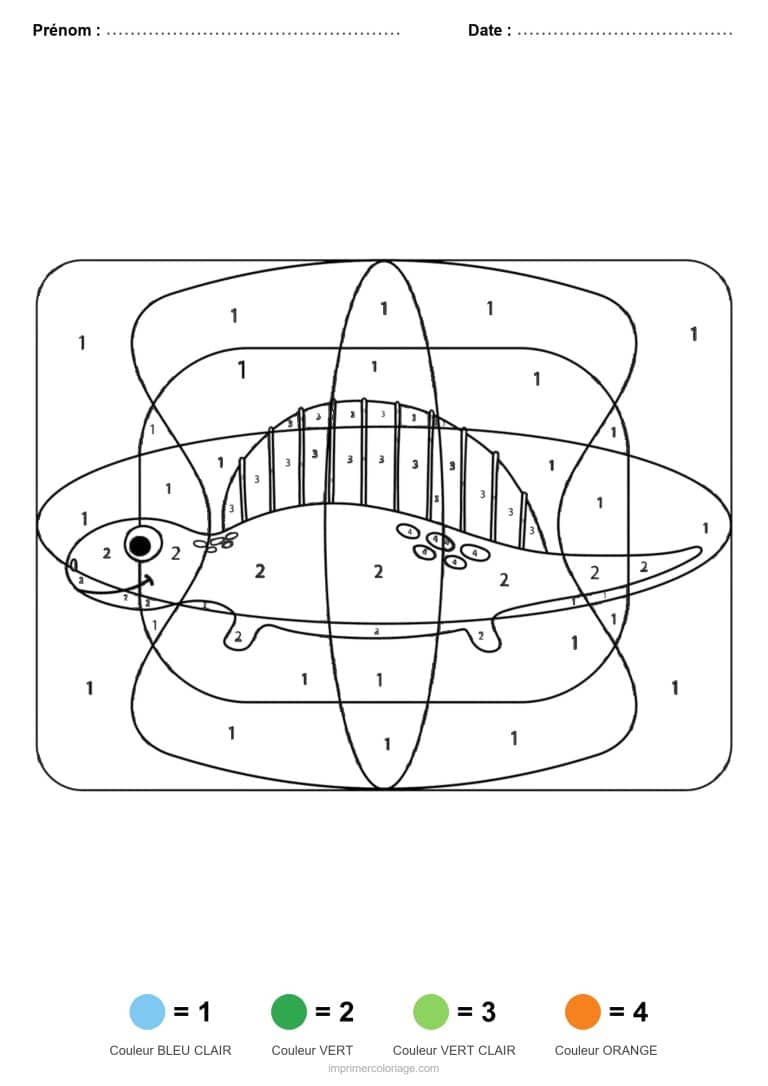 coloriage magique dinosaure dinosaure a voile, dessin gratuit &agrave; imprimer