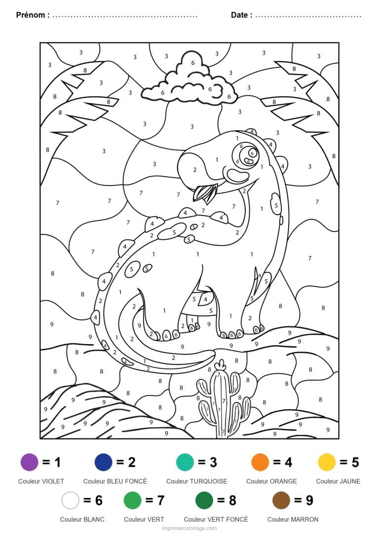 coloriage magique dinosaure dinosaure au long cou 2, dessin gratuit &agrave; imprimer