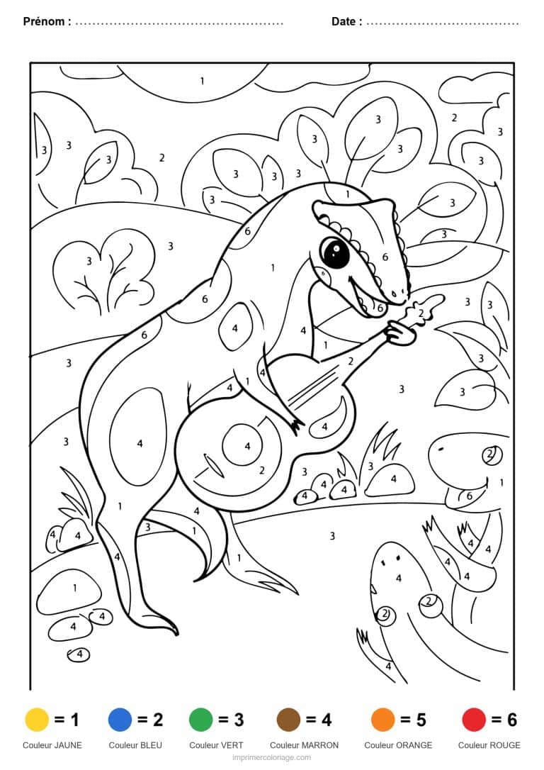 coloriage magique dinosaure dinosaure violoniste, dessin gratuit &agrave; imprimer