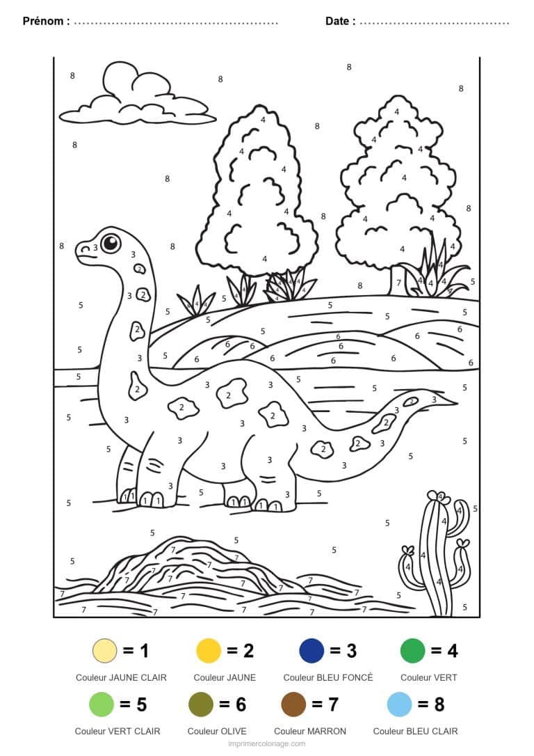 coloriage magique dinosaure dinosaures dans la vallee, dessin gratuit &agrave; imprimer