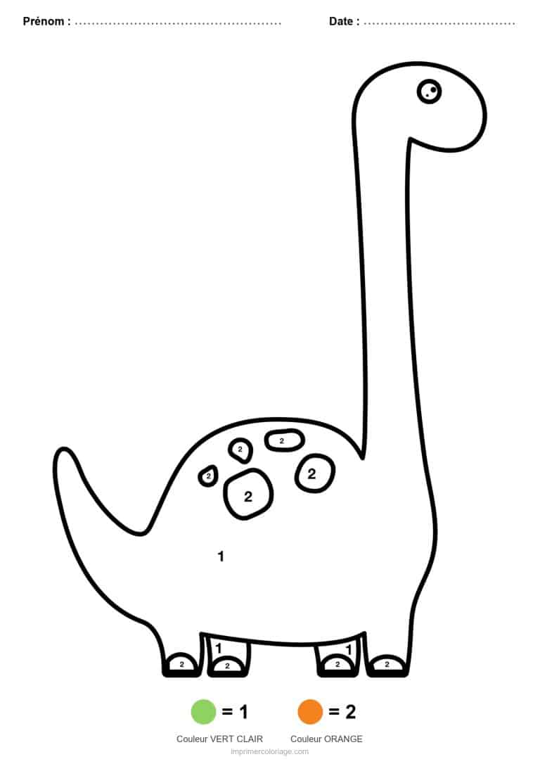 coloriage magique dinosaure diplodocus, dessin gratuit &agrave; imprimer