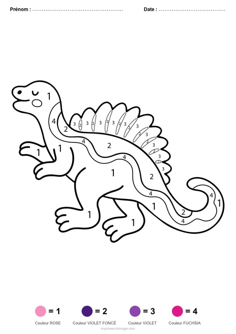 coloriage magique dinosaure spinosaure 2, dessin gratuit &agrave; imprimer