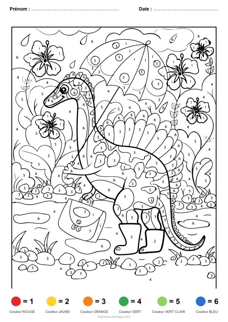 coloriage magique dinosaure spinosaure, dessin gratuit &agrave; imprimer