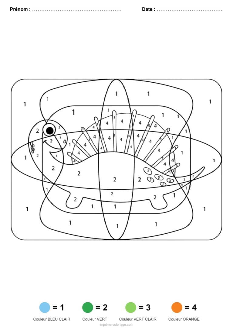 coloriage magique dinosaure stegosaure a plaques, dessin gratuit &agrave; imprimer