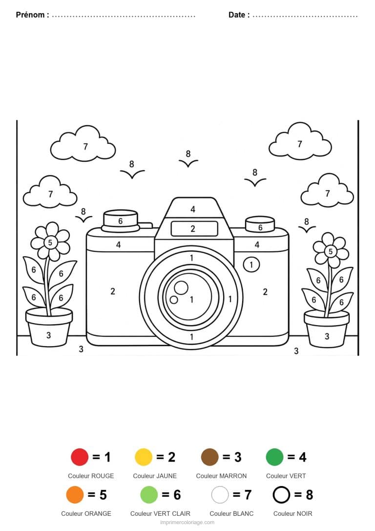 coloriage magique maternelle appareil photo, dessin gratuit &agrave; imprimer