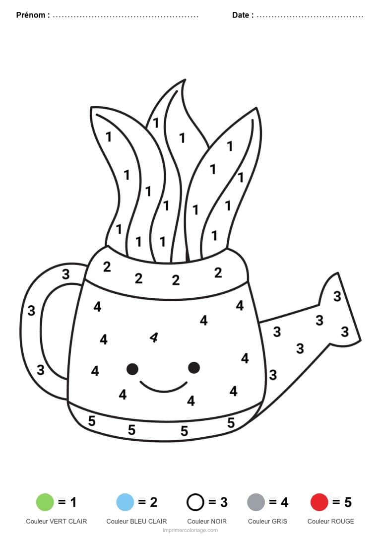 coloriage magique maternelle arrosoir fleuri, dessin gratuit &agrave; imprimer