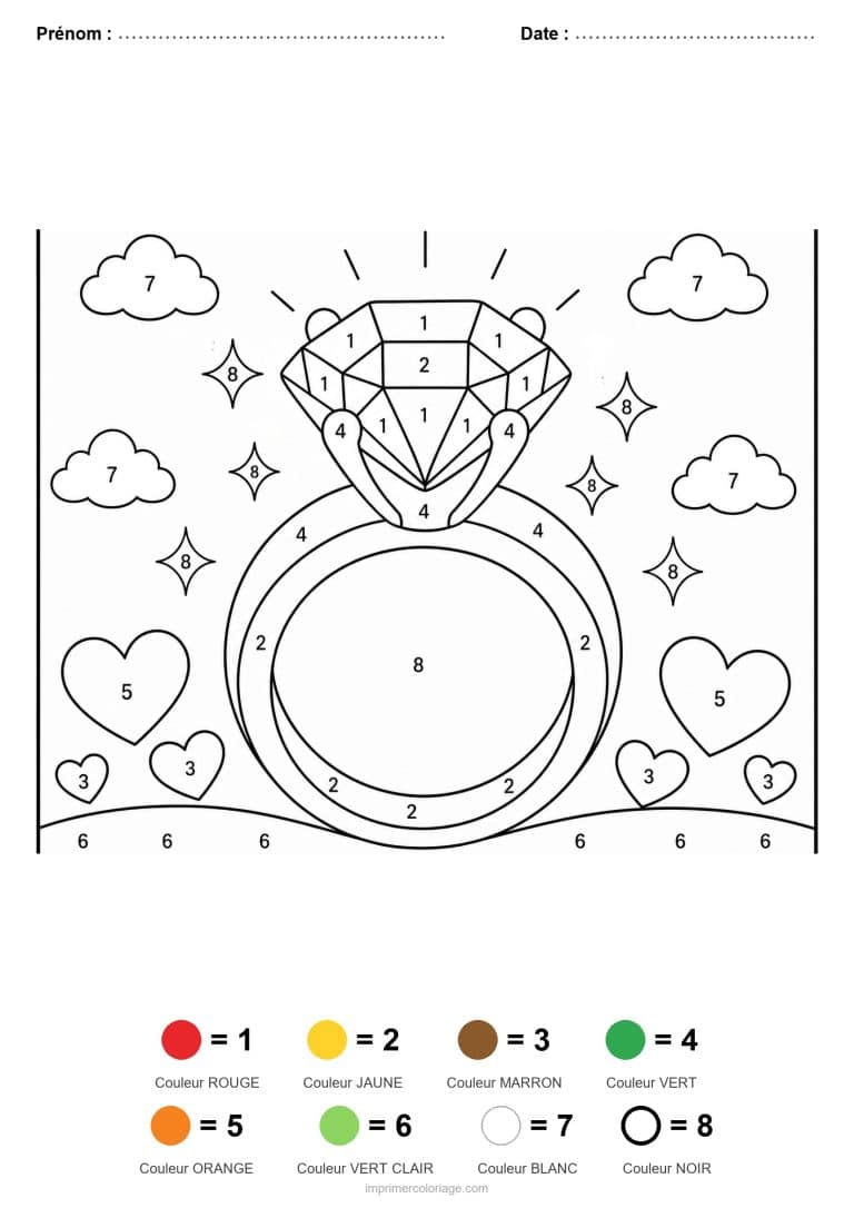 coloriage magique maternelle bague a diamant, dessin gratuit &agrave; imprimer
