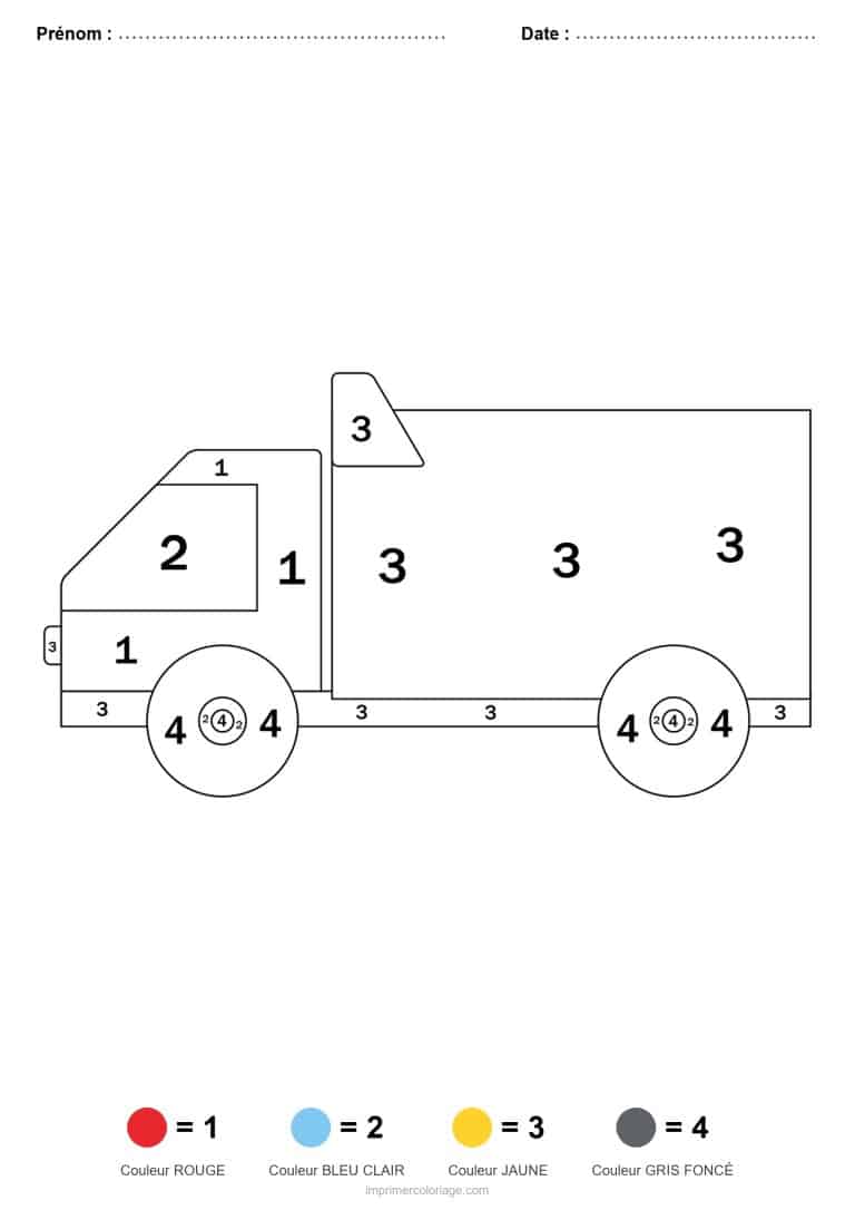 coloriage magique maternelle camion, dessin gratuit &agrave; imprimer