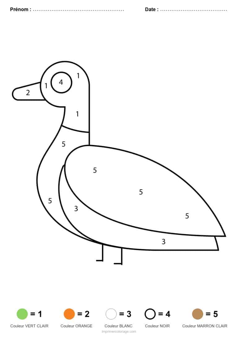coloriage magique maternelle canard, dessin gratuit &agrave; imprimer