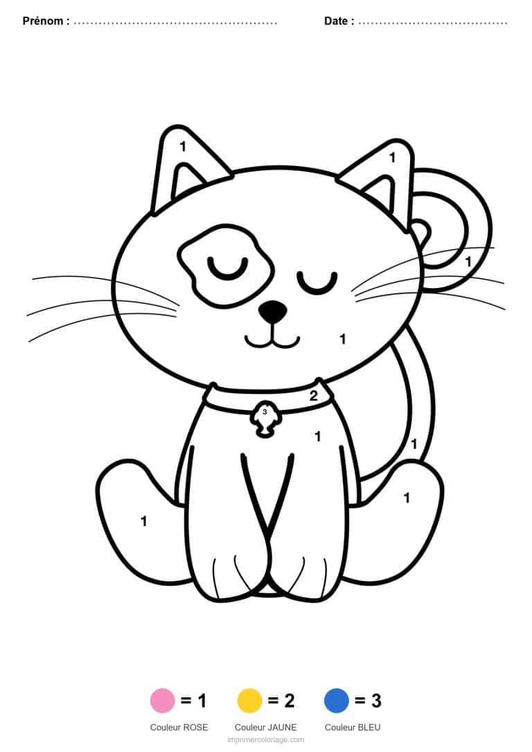 coloriage magique maternelle chaton, dessin gratuit &agrave; imprimer