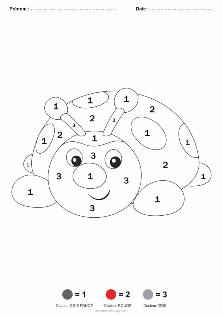 coloriage magique maternelle coccinelle, dessin gratuit &agrave; imprimer