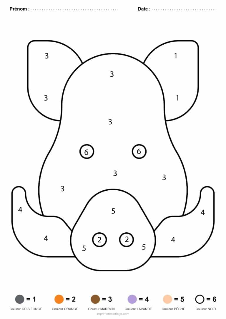 coloriage magique maternelle cochon, dessin gratuit &agrave; imprimer
