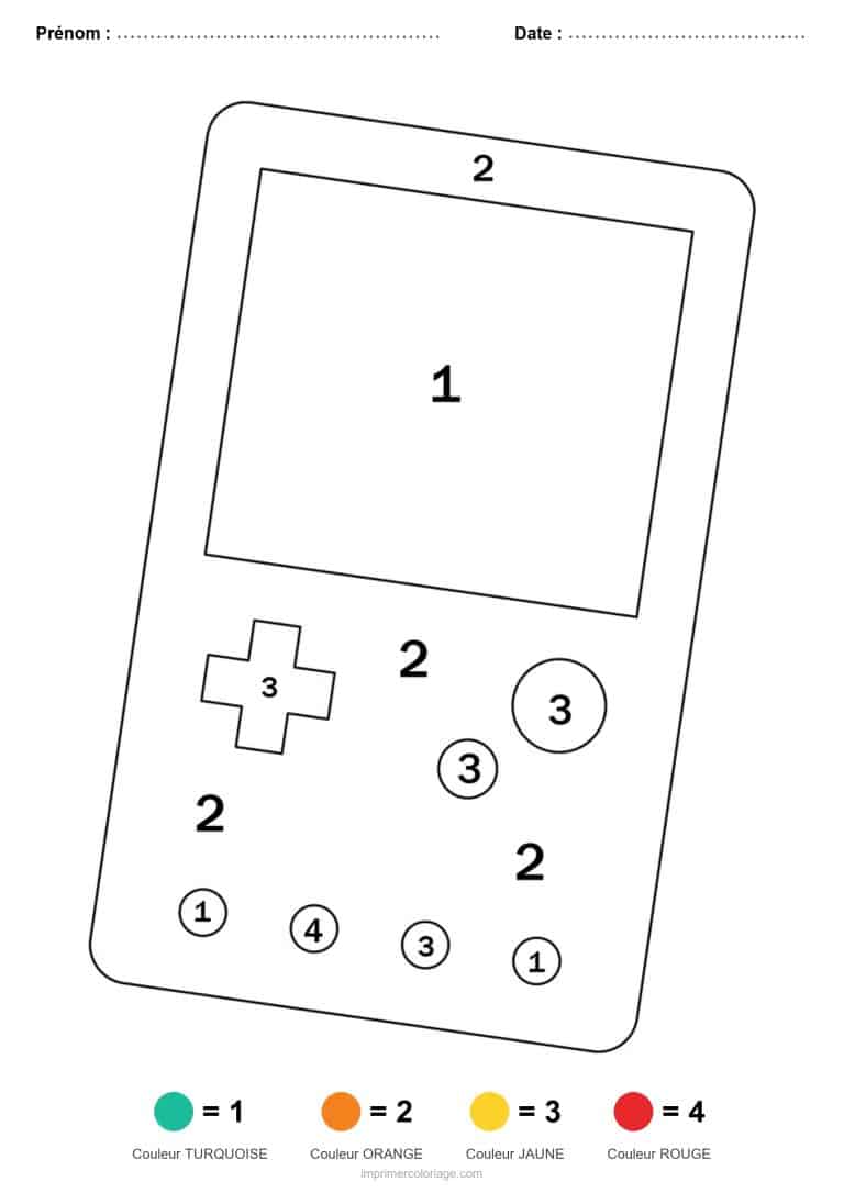 coloriage magique maternelle console de jeu, dessin gratuit &agrave; imprimer