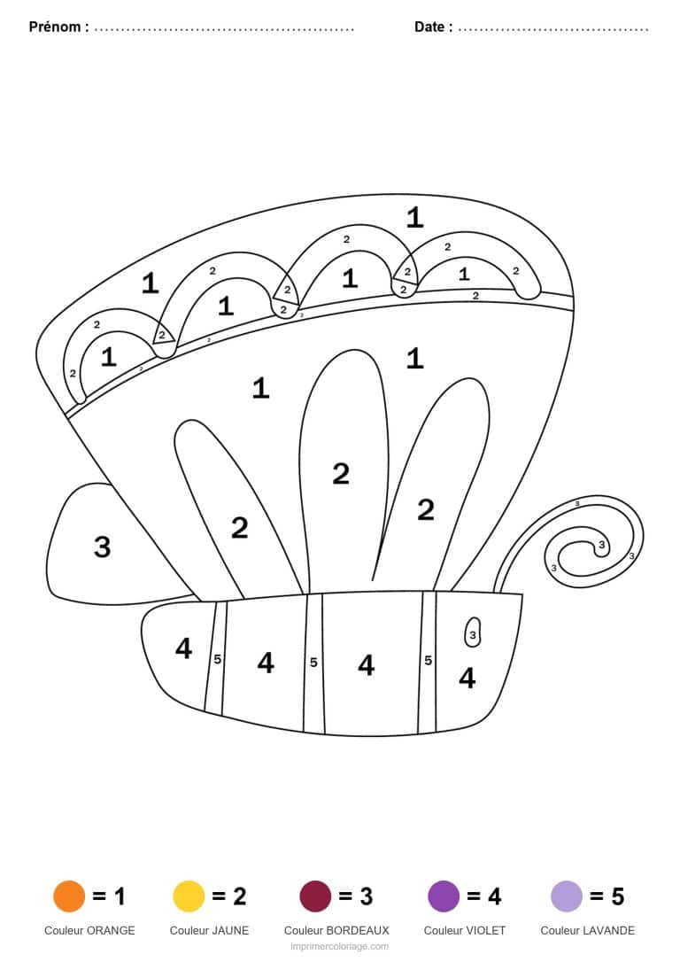 coloriage magique maternelle coquillage, dessin gratuit &agrave; imprimer