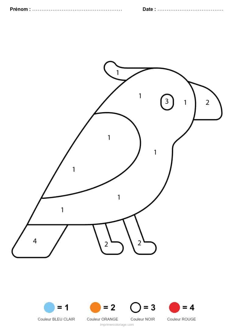 coloriage magique maternelle corbeau, dessin gratuit &agrave; imprimer