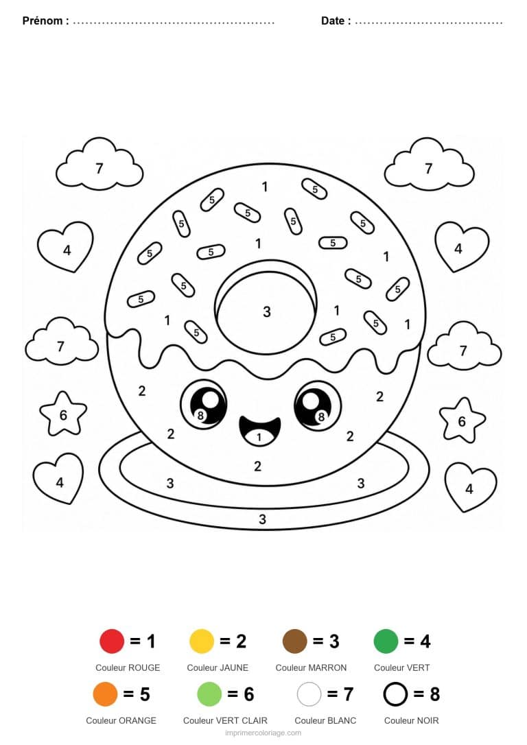 coloriage magique maternelle donut, dessin gratuit &agrave; imprimer