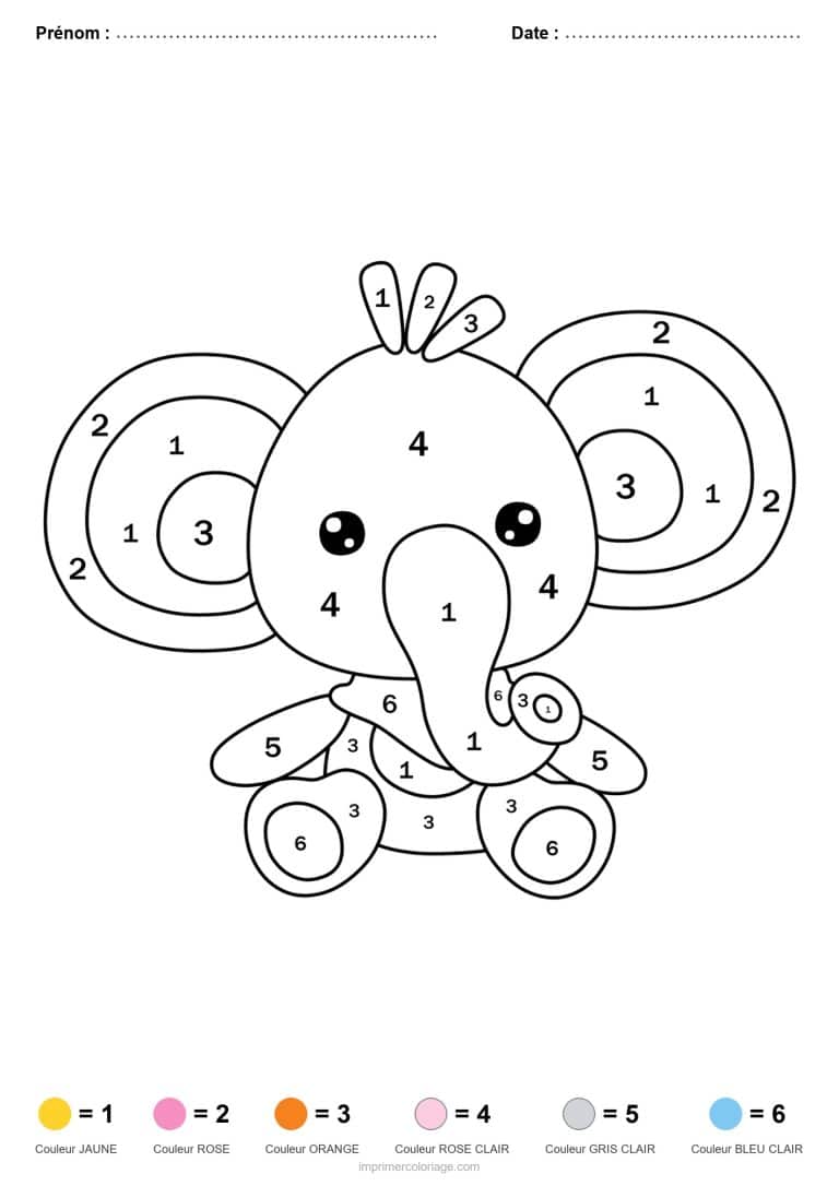 coloriage magique maternelle elephant 2, dessin gratuit &agrave; imprimer