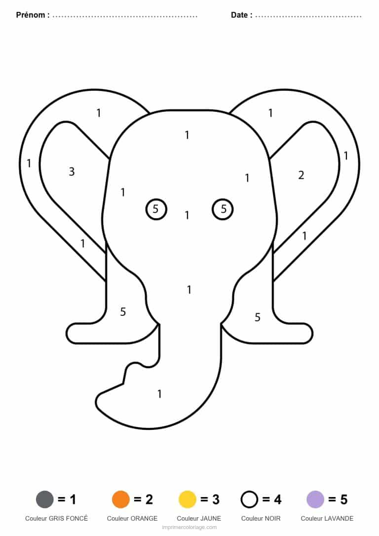 coloriage magique maternelle elephant, dessin gratuit &agrave; imprimer