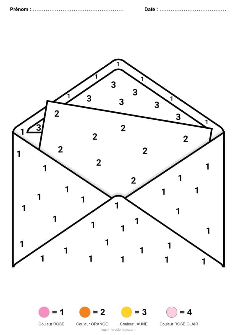 coloriage magique maternelle enveloppe, dessin gratuit &agrave; imprimer