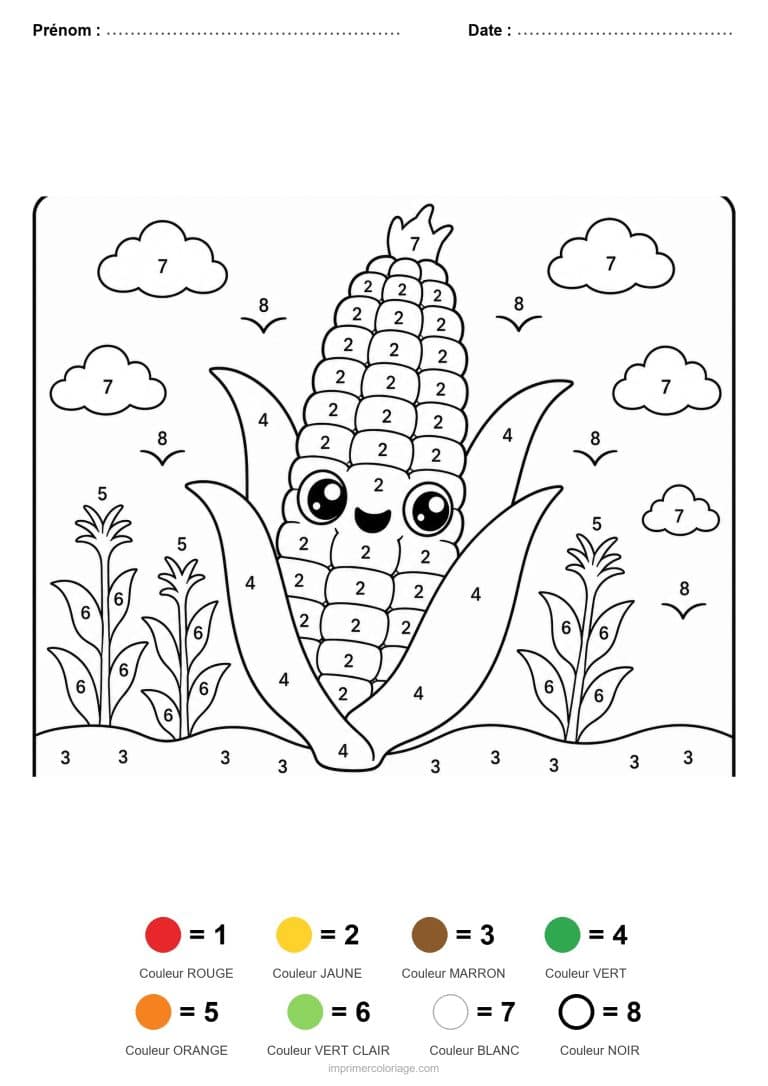 coloriage magique maternelle epi de mais, dessin gratuit &agrave; imprimer