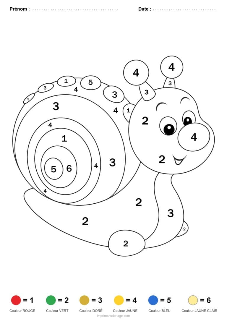 coloriage magique maternelle escargot, dessin gratuit &agrave; imprimer