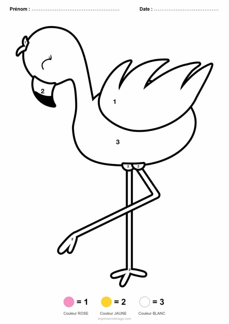 coloriage magique maternelle flamant rose 2, dessin gratuit &agrave; imprimer