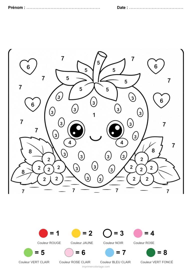 coloriage magique maternelle fraise, dessin gratuit &agrave; imprimer