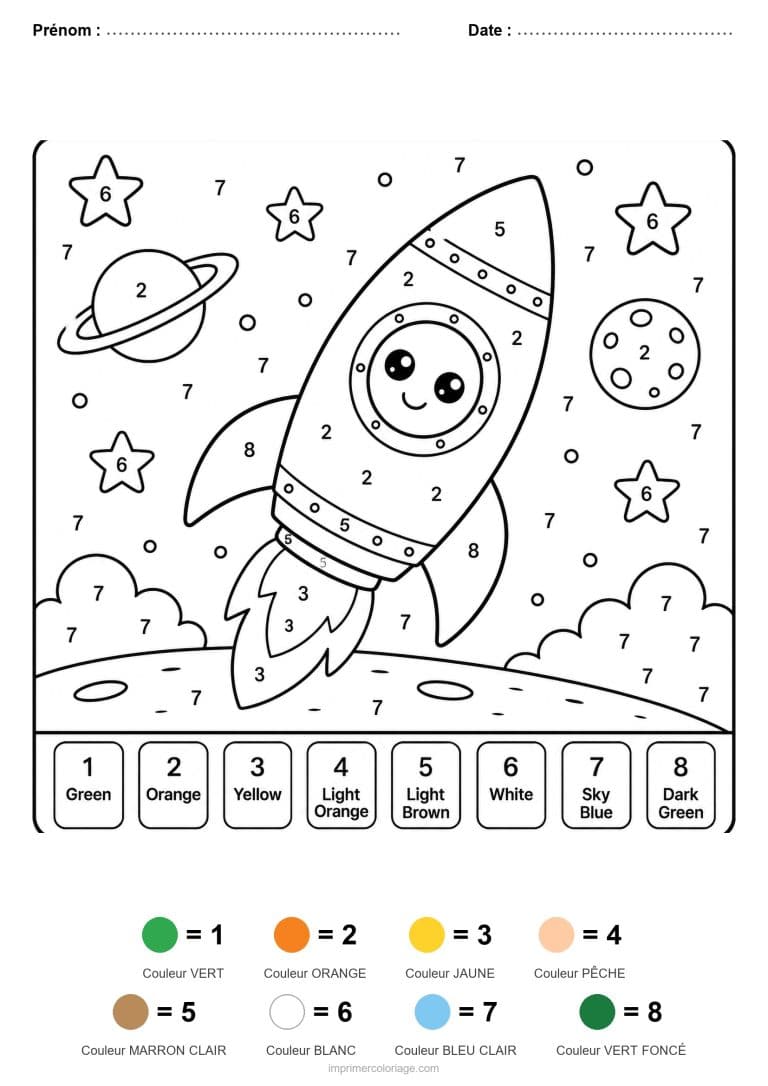 coloriage magique maternelle fusee 3, dessin gratuit &agrave; imprimer