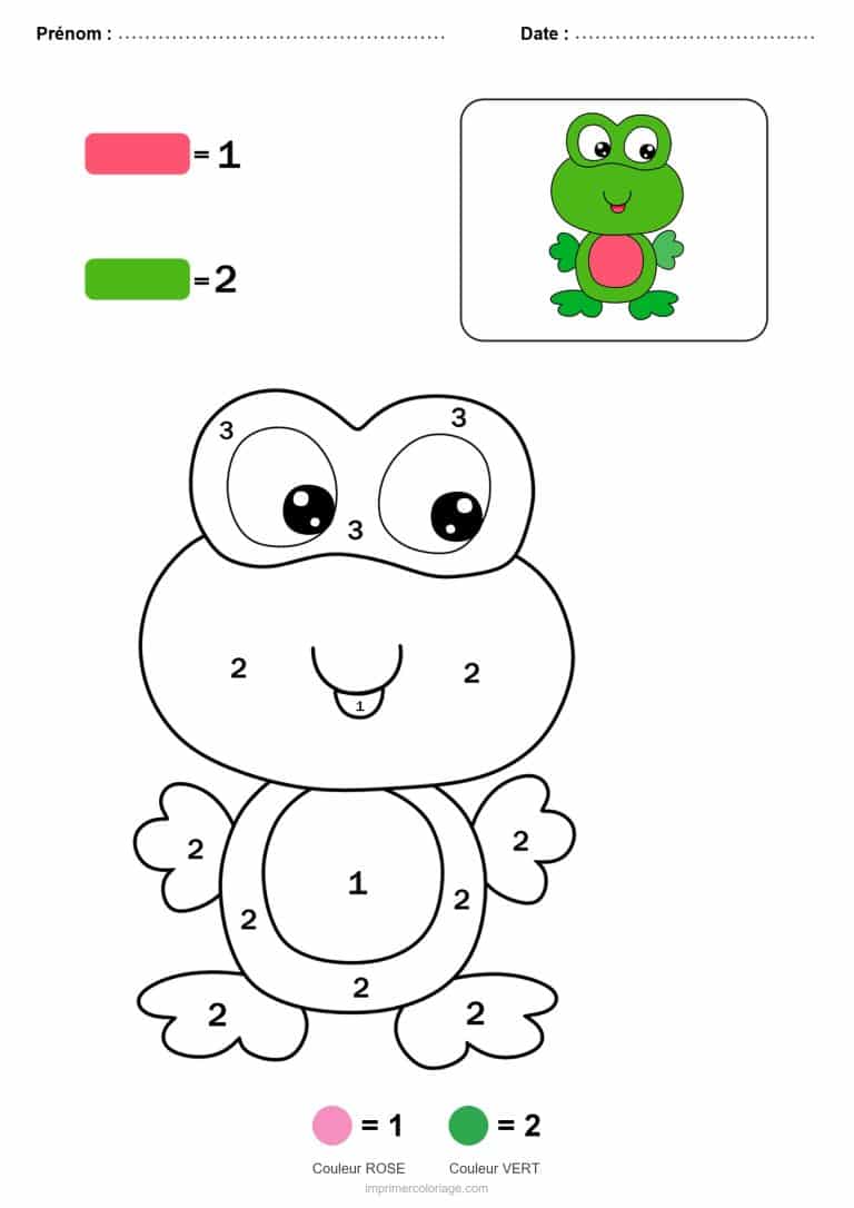 coloriage magique maternelle grenouille, dessin gratuit &agrave; imprimer