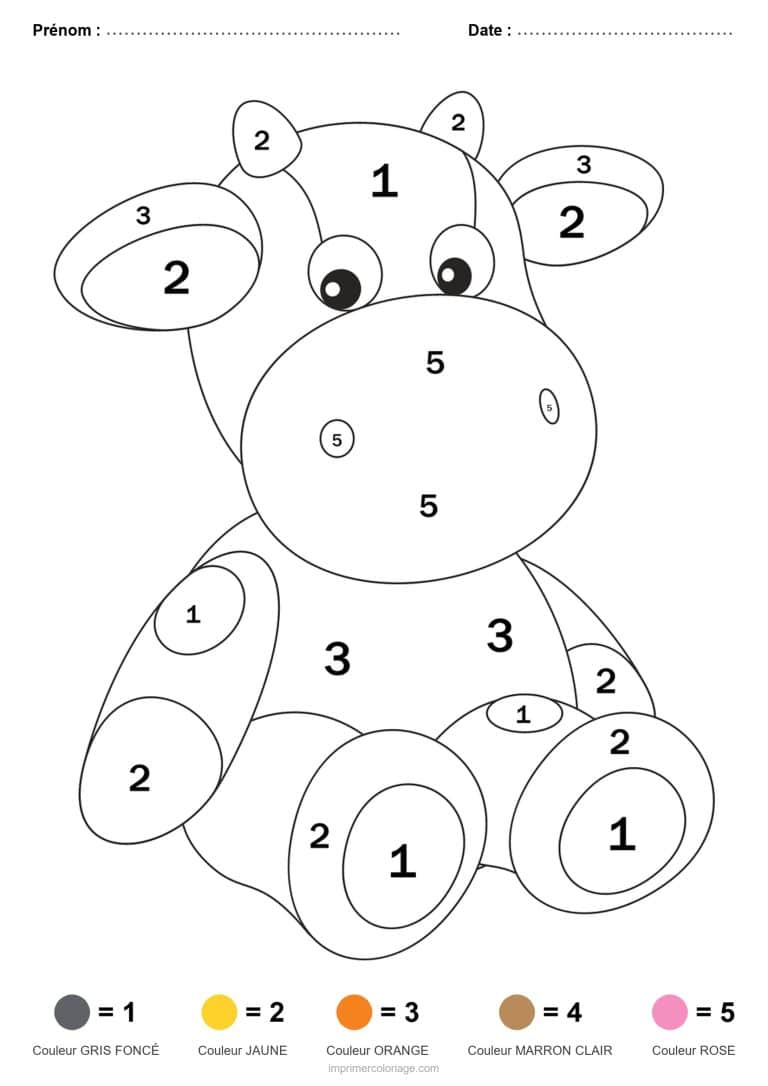 coloriage magique maternelle hippopotame, dessin gratuit &agrave; imprimer