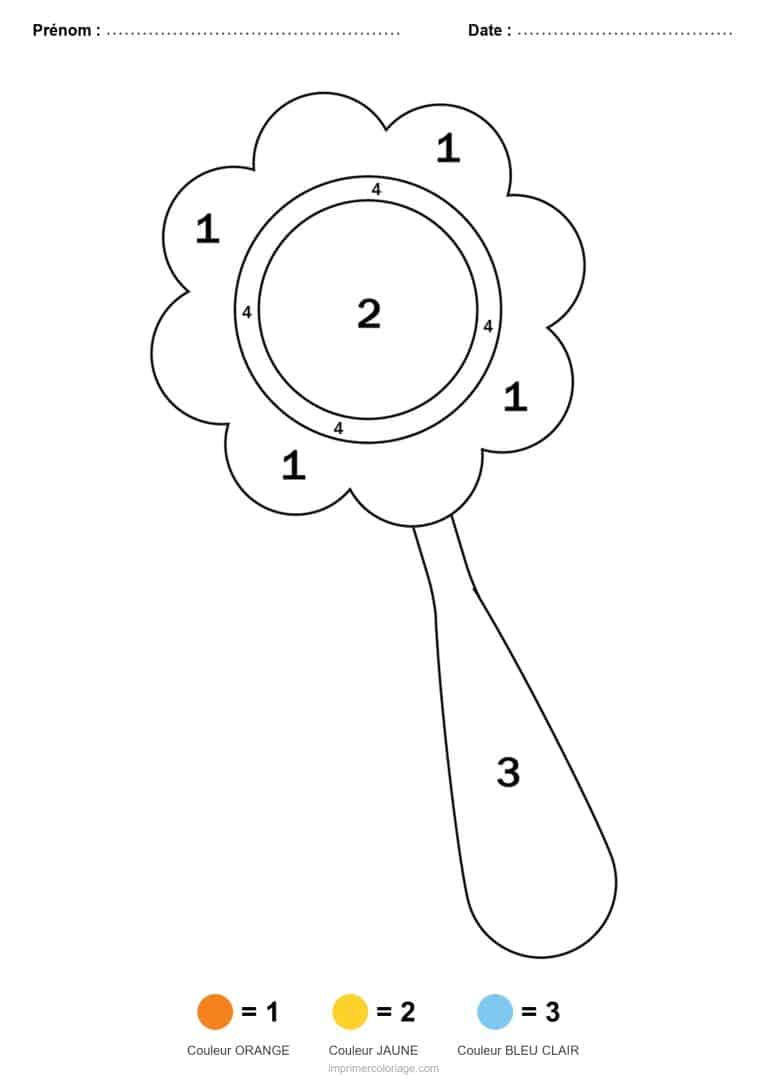 coloriage magique maternelle hochet fleur, dessin gratuit &agrave; imprimer