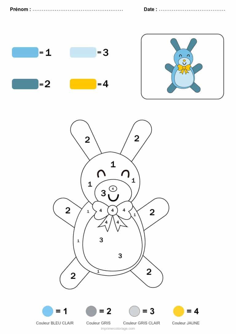 coloriage magique maternelle lapin en peluche, dessin gratuit &agrave; imprimer