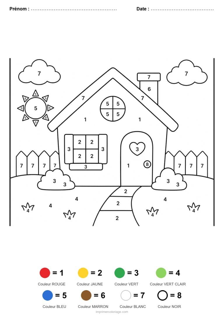 coloriage magique maternelle maison, dessin gratuit &agrave; imprimer