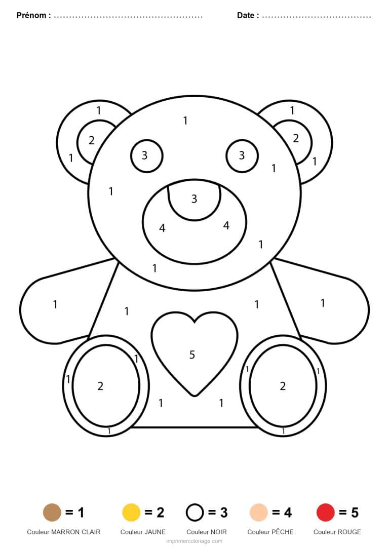 coloriage magique maternelle ours en peluche, dessin gratuit &agrave; imprimer