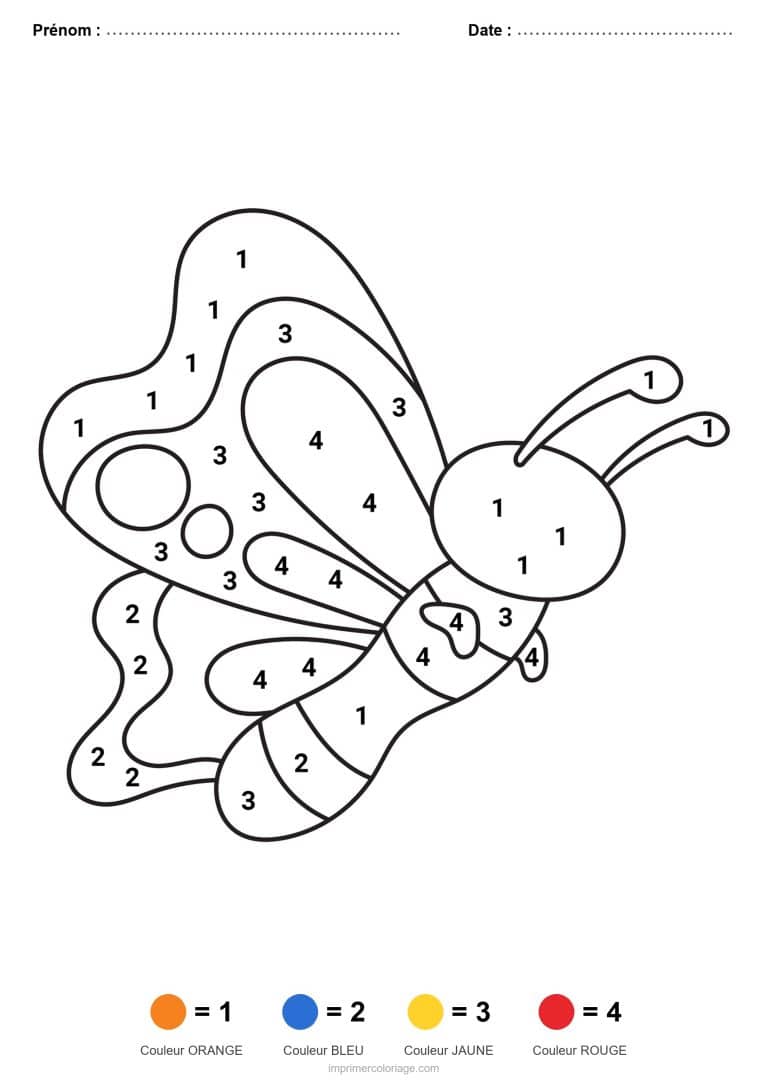 coloriage magique maternelle papillon 4, dessin gratuit &agrave; imprimer